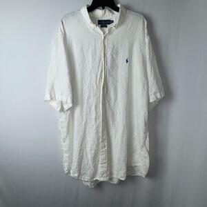Polo Ralph Lauren Short Sleeve Linen Button Down Shirt Mens Sz 3XLT White Casual